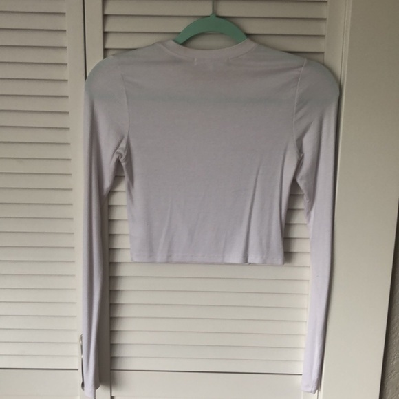 COPY - Joah Brown Fitted Cropped Long Sleeve Ribbed Top white S/M - Picture 6 of 8